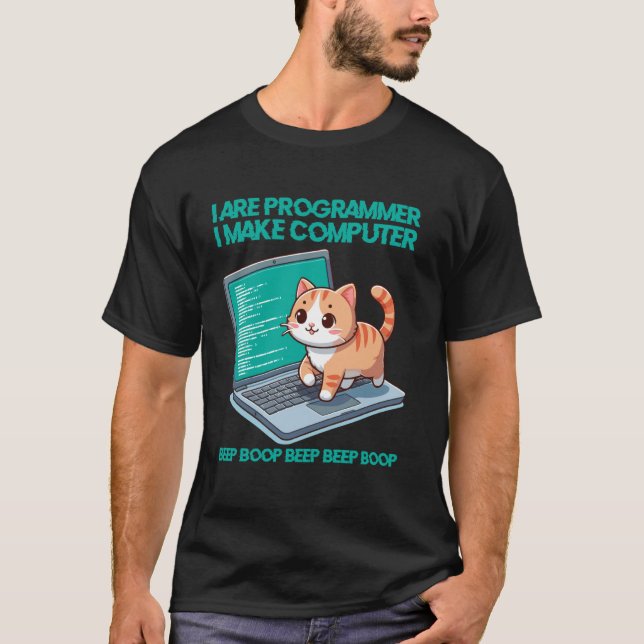 Camiseta Eu Sou Programador Eu Faço Computador Gato Engraça (Frente)