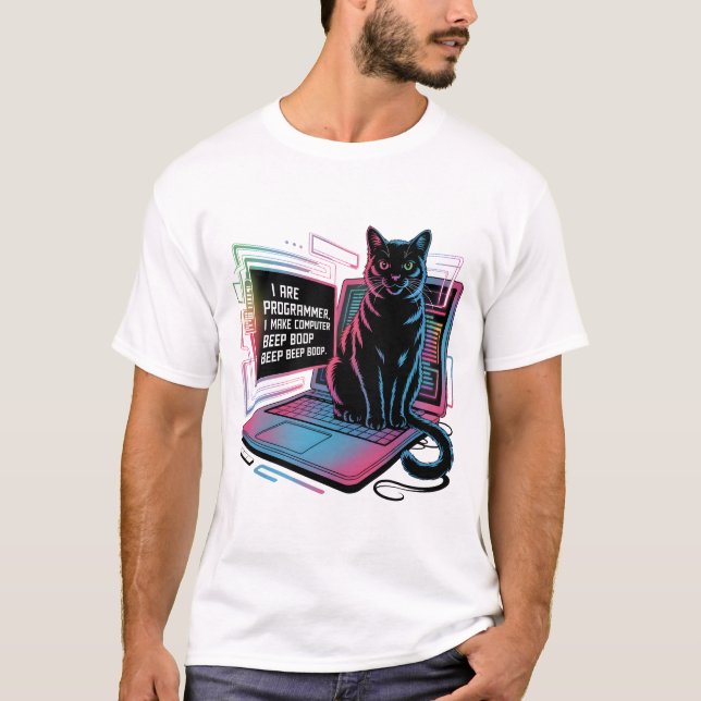 Camiseta Eu sou programador, eu faço o computador BEEP BOOP (Frente)