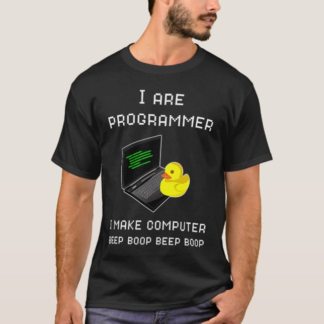 Camiseta Eu sou programador Eu faço um computador bipe pint (Frente)
