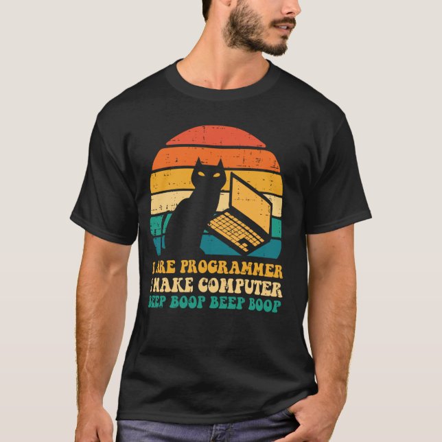 Camiseta Eu Sou Programador Faço Computador Bip Bop Mulhere (Frente)