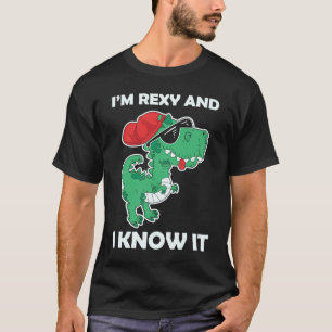 Camiseta Eu sou Rexy e sei que é um pequeno TRex cantando e