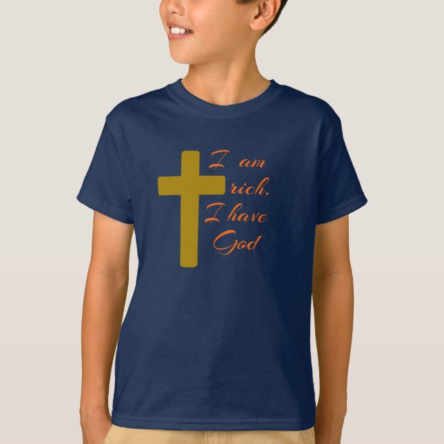 CAMISETA EU SOU RICO. EU TENHO DEUS. (Frente)