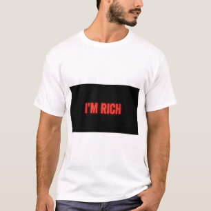 CAMISETA EU SOU RICO. T-SHIRT COM TEXTO IMPRESSO