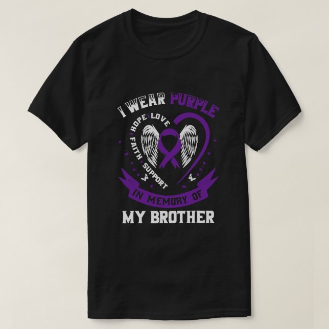 Camiseta Eu Sou Roxo Em Memória Do Meu Irmão Pancreático C (Frente do Design)