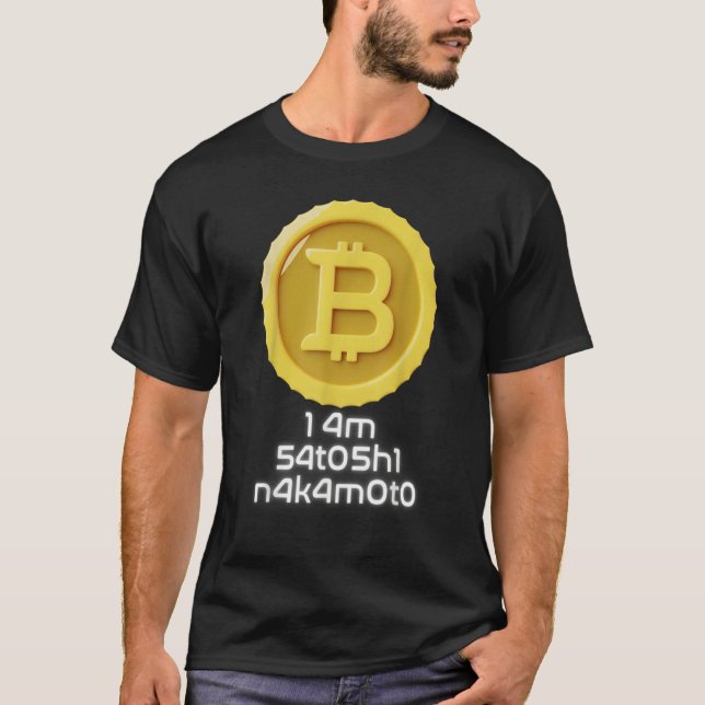 Camiseta Eu Sou Satoshi Nakamoto Bitcoin NFT Criptomoeda (Frente)
