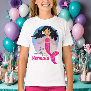 Camiseta Eu sou secretamente uma sereia no aniversário do