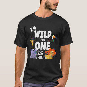 Camiseta Eu sou Selvagem e 1 Tema de Zoo Aniversário Selva