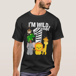 Camiseta Eu sou Selvagem e 1 Tema de Zoo Aniversário Selva