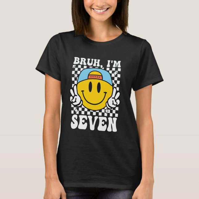 Camiseta Eu sou Sete 7 7 de Aniversário, Garotas 7 (Frente)
