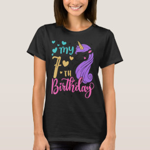 Camiseta Eu Sou Sete, Meu 7 de Aniversário, Unicórnio De 7 