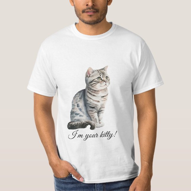 Camiseta Eu sou seu gatinho gato doméstico bonito (Frente)