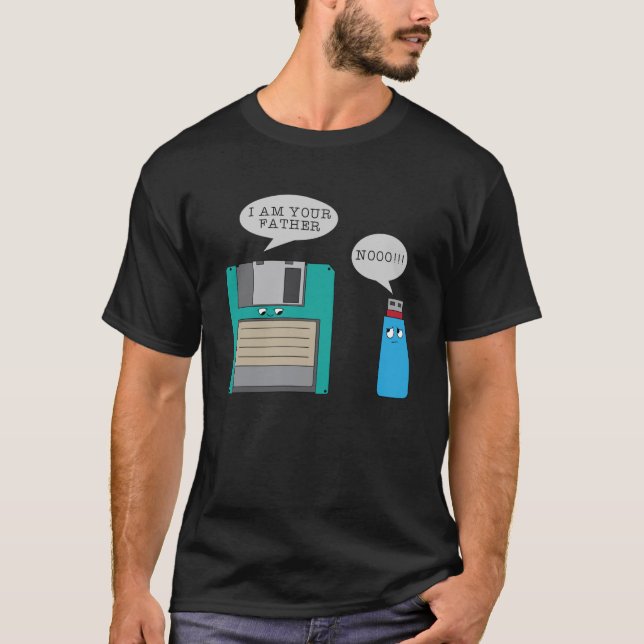 Camiseta Eu sou seu pai, não disquete e conspiração USB (Frente)