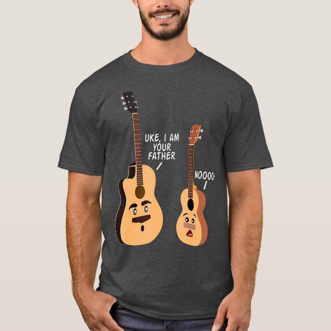 Camiseta Eu sou seu pai, violão engraçado e ukulele (Frente)