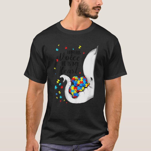 Camiseta Eu Sou Sua Voz Autismo Quebra-cabeça Elefante Au (Frente)