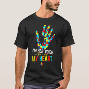 Camiseta Eu Sou Sua Voz Ela É Meu Coração Autismo Mãe Garot