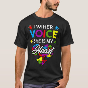 Camiseta Eu Sou Sua Voz Ela É Minha Autismo Cardíaca Sensib