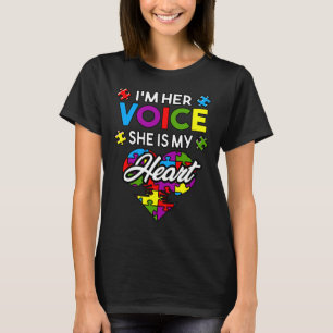 Camiseta Eu Sou Sua Voz Ela É Minha Autismo Cardíaca Sensib