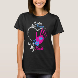 Camiseta Eu Sou Sua Voz Ele É Meu Coração Autismo Coração M