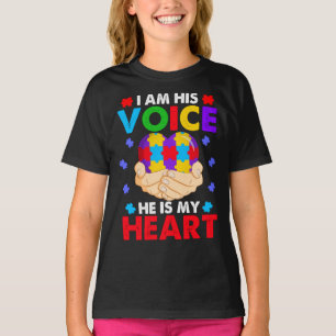 Camiseta Eu Sou Sua Voz Ele É Meu Coração Autismo Sensibili