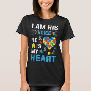 Camiseta Eu Sou Sua Voz Ele É Minha Consciência De Autismo 