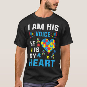 Camiseta Eu Sou Sua Voz Ele É Minha Consciência De Autismo 