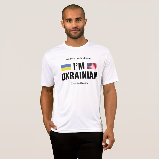 Camiseta Eu sou ucraniano. Estados Unidos da América - Ucrâ (Frente Completa)