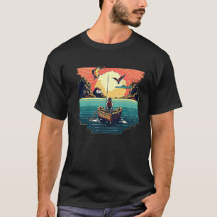 Camiseta Eu sou um anjo com um barco e vou pescar arte de p