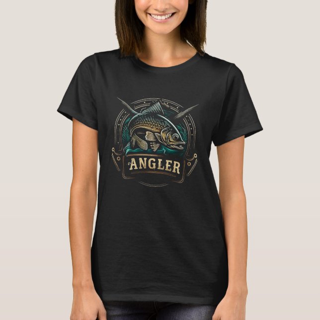 Camiseta Eu sou um anjo com uma Gota e vou pescar (Frente)