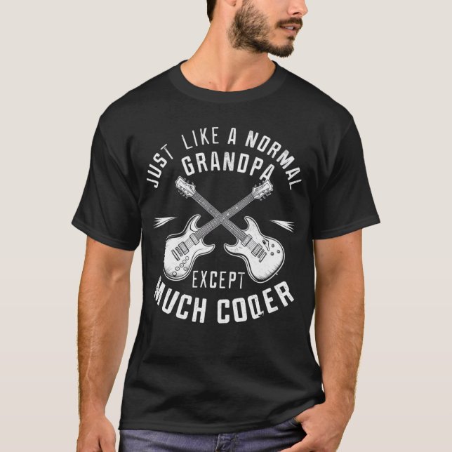 Camiseta Eu sou um avô de violão como um engraçado normal (Frente)