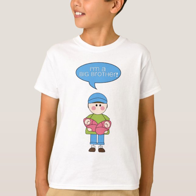 Camiseta eu sou um big brother! (irmãs gêmeas) (Frente)