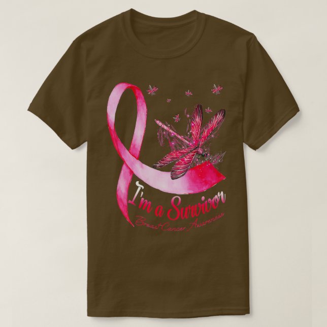 Camiseta Eu sou um Cancer de Dragonfly de Sobrevivência (Frente do Design)