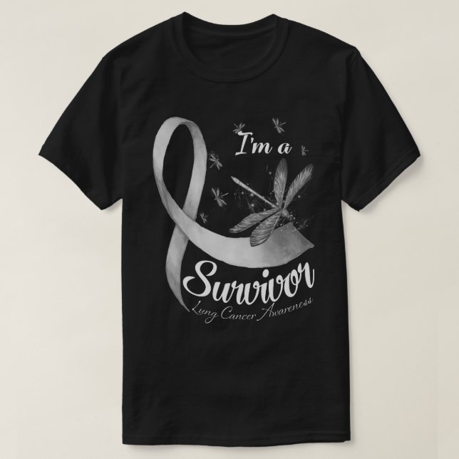 Camiseta Eu sou um Cancer de Dragonfly Sobrevivente (Frente do Design)