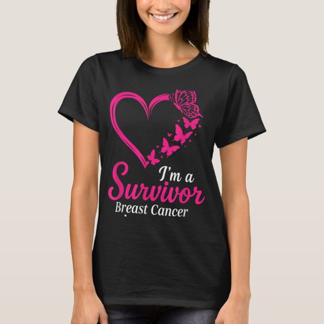 Camiseta Eu sou um Cancer Sobrevivente Sensibilização Mulhe (Frente)