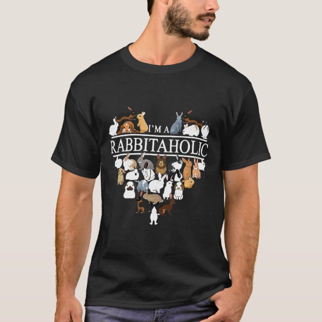 Camiseta Eu sou um coelho Aglês Rabbitaholic Coelho Engraça (Frente)