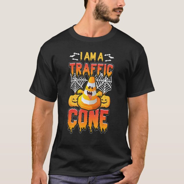 Camiseta Eu Sou Um Cone De Trânsito Laranja Preguiçoso Figu (Frente)
