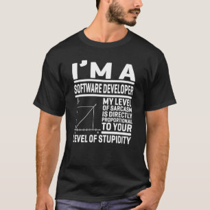 Camiseta Eu sou um desenvolvedor de software Meu nível de s