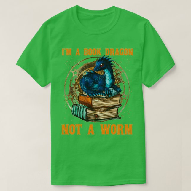 Camiseta Eu sou um Dragão de Livro, não um verme (Frente do Design)