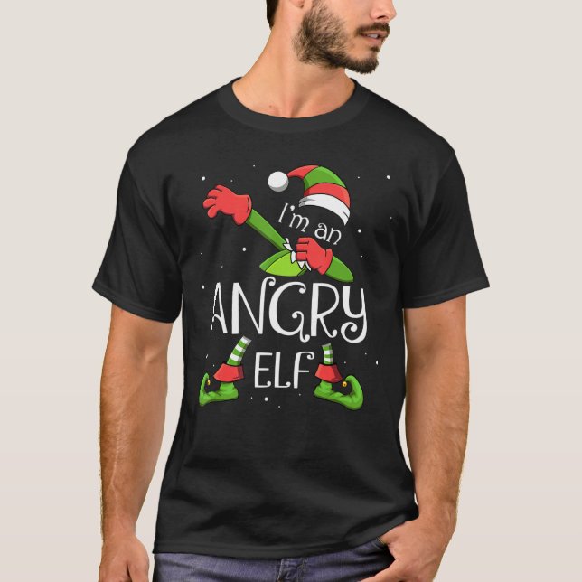 Camiseta Eu sou um Elf Irritado Dabbing Papai Noel Natal Fa (Frente)