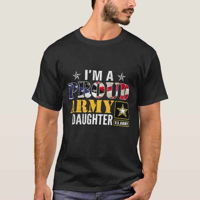 Camiseta  Eu sou um exército orgulhoso Filha militar americ (Frente)