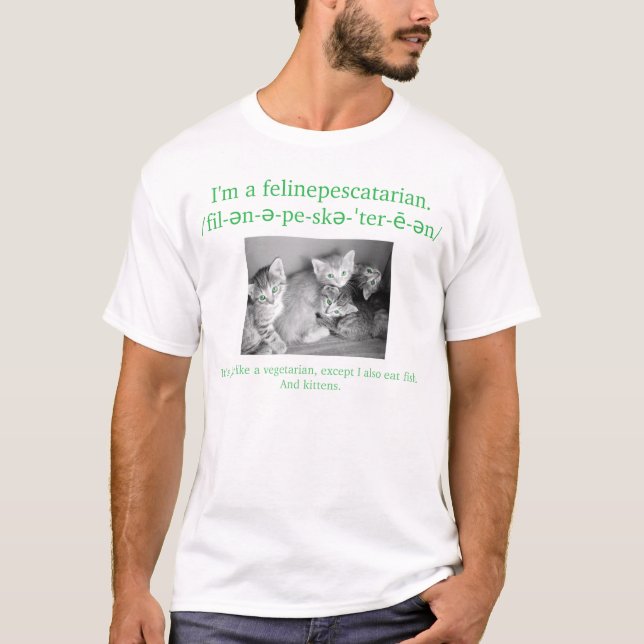 Camiseta Eu sou um felinepescatarian. (Frente)