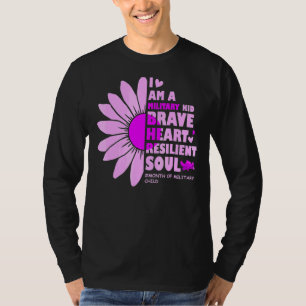 Camiseta Eu Sou Um Garoto Militar Roxo De Girassol Cuto No 