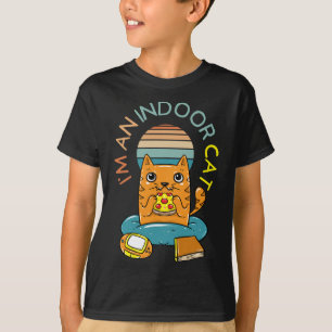 Camiseta Eu sou um gato interior que lê pizza jogando gato