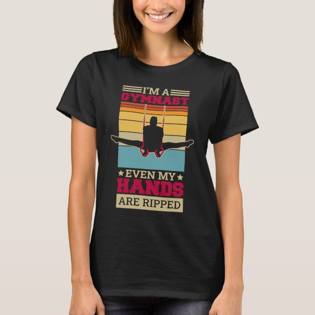 Camiseta Eu sou um ginasta... até minhas mãos são aumentada (Frente)