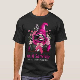 Camiseta Eu Sou Um Gnomo Sobrevivente Fita Rosa do Câncer d