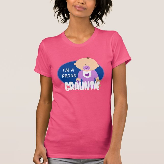 Camiseta "Eu sou um Grauntie Orgulhoso" com um bebê giro em (Frente)
