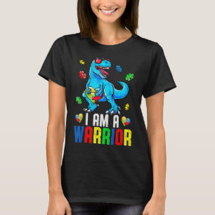 Camiseta Eu Sou Um Guerreiro Autismo Família Dinossauro Con