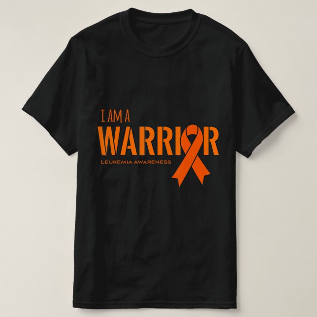 Camiseta Eu sou um guerreiro Leucemia Cancer Consciência (Frente do Design)