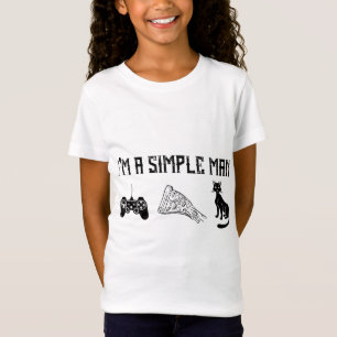 Camiseta Eu sou um homem simples, adoro Pizza e Gatos de Ví