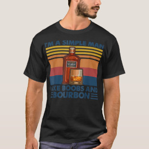 Camiseta Eu sou um homem simples Eu gosto de boobos e vinho