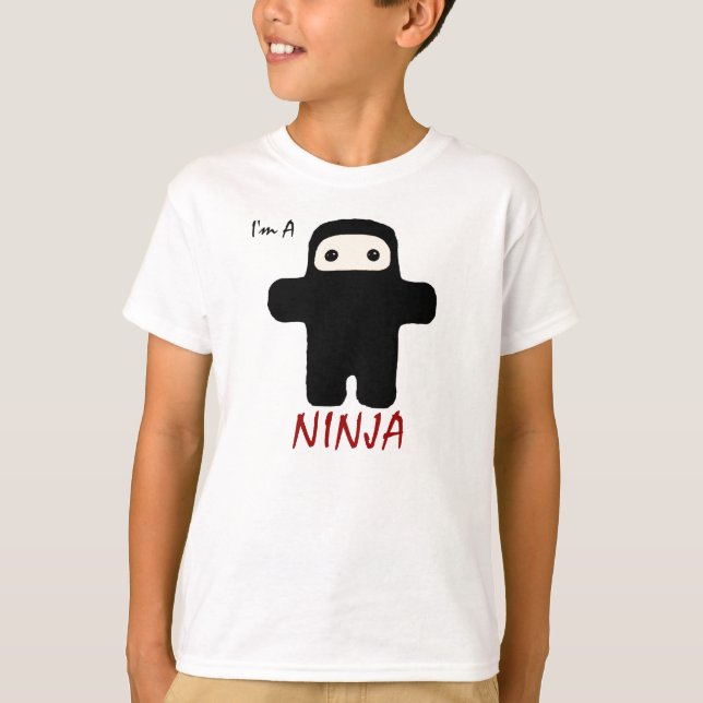 Camiseta Eu sou um Ninja em miúdos pretos (Frente)